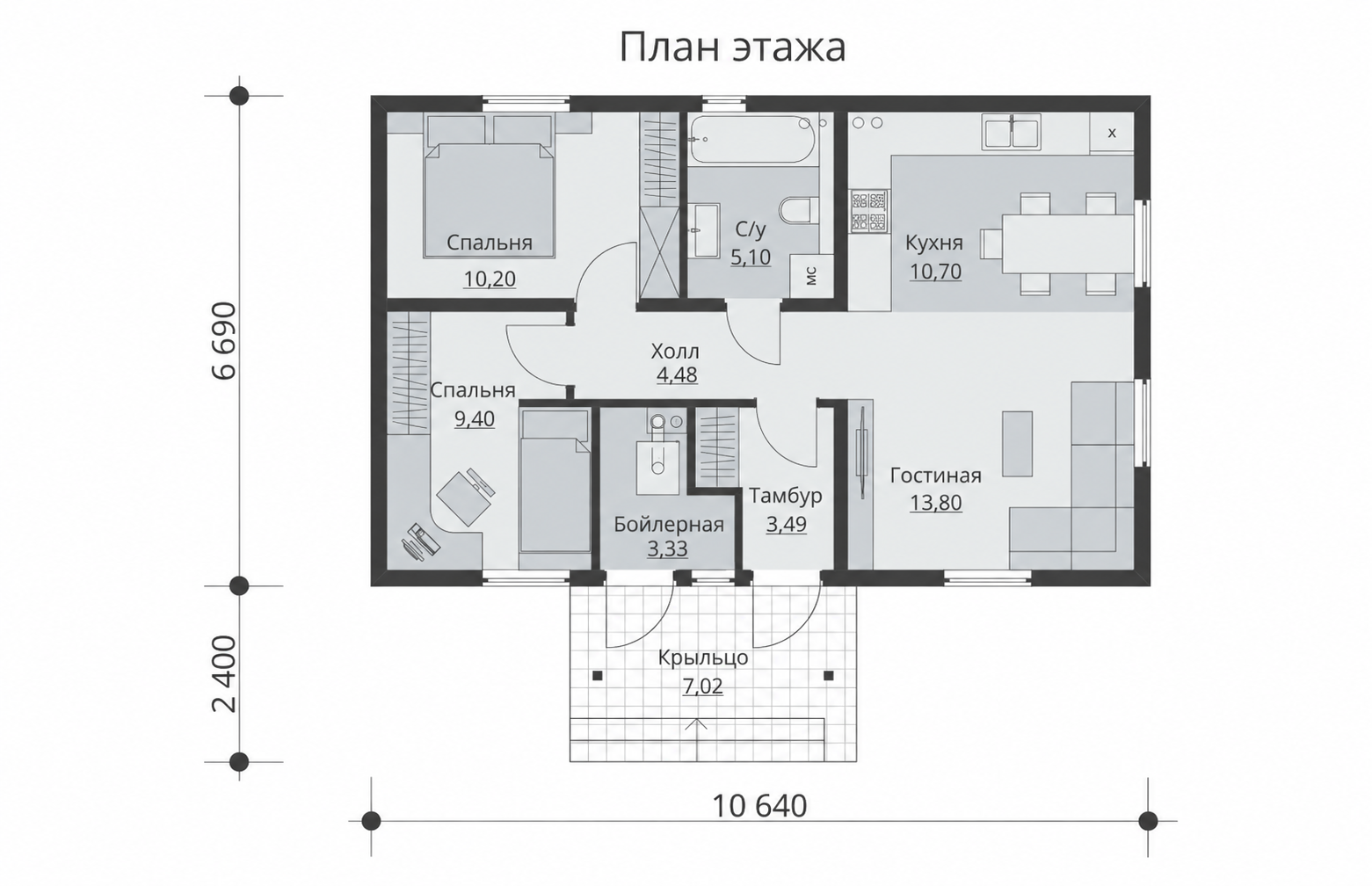 Планировка дома Лён 60,5